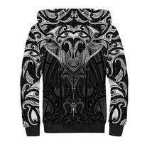 New Zealand Aotearoa Sherpa Hoodie Maori Manta Ray Moko Black - Polynesian Pride