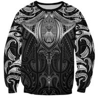 New Zealand Aotearoa Sweatshirt Maori Manta Ray Moko Black - Polynesian Pride
