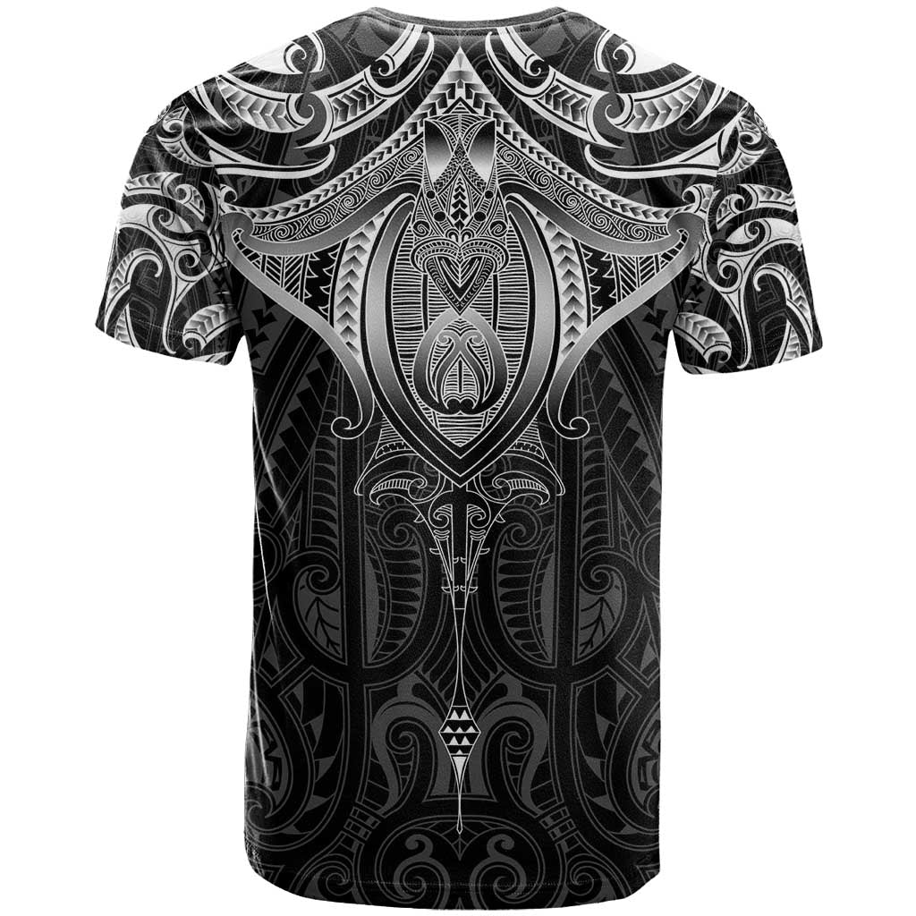 New Zealand Aotearoa T Shirt Maori Manta Ray Moko Black - Polynesian Pride