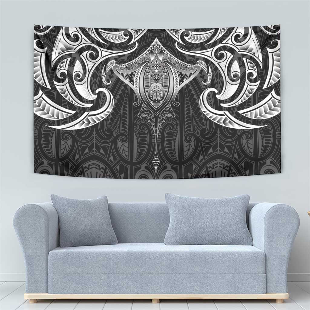 New Zealand Aotearoa Tapestry Maori Manta Ray Moko Black - Polynesian Pride