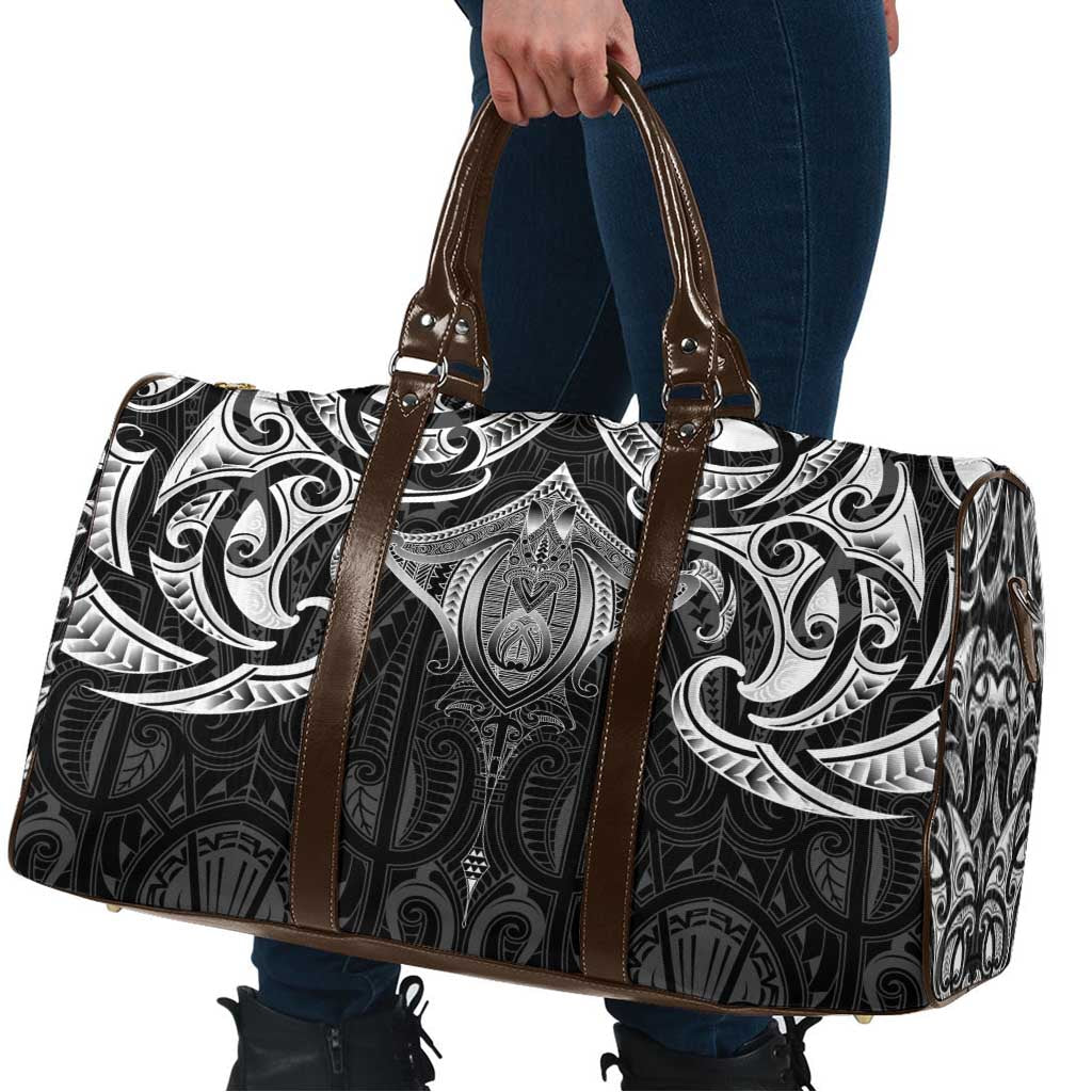 New Zealand Aotearoa Travel Bag Maori Manta Ray Moko Black - Polynesian Pride