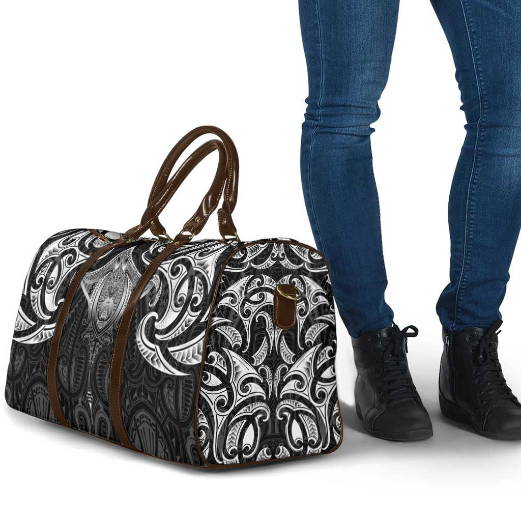 New Zealand Aotearoa Travel Bag Maori Manta Ray Moko Black - Polynesian Pride