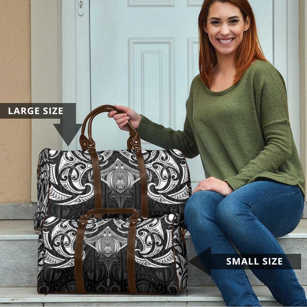 New Zealand Aotearoa Travel Bag Maori Manta Ray Moko Black - Polynesian Pride
