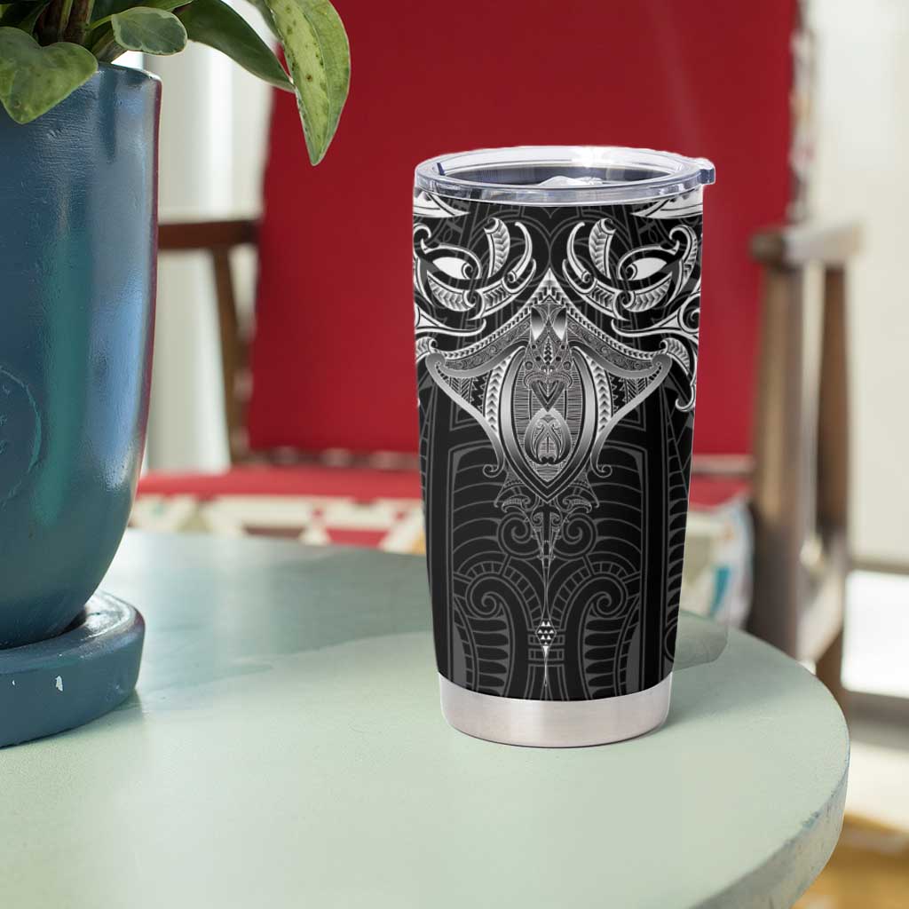 New Zealand Aotearoa Tumbler Cup Maori Manta Ray Moko Black - Polynesian Pride