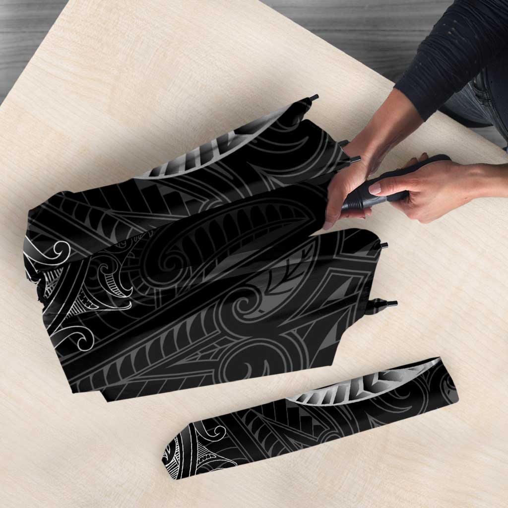 New Zealand Aotearoa Umbrella Maori Manta Ray Moko Black - Polynesian Pride