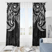 New Zealand Aotearoa Window Curtain Maori Manta Ray Moko Black - Polynesian Pride