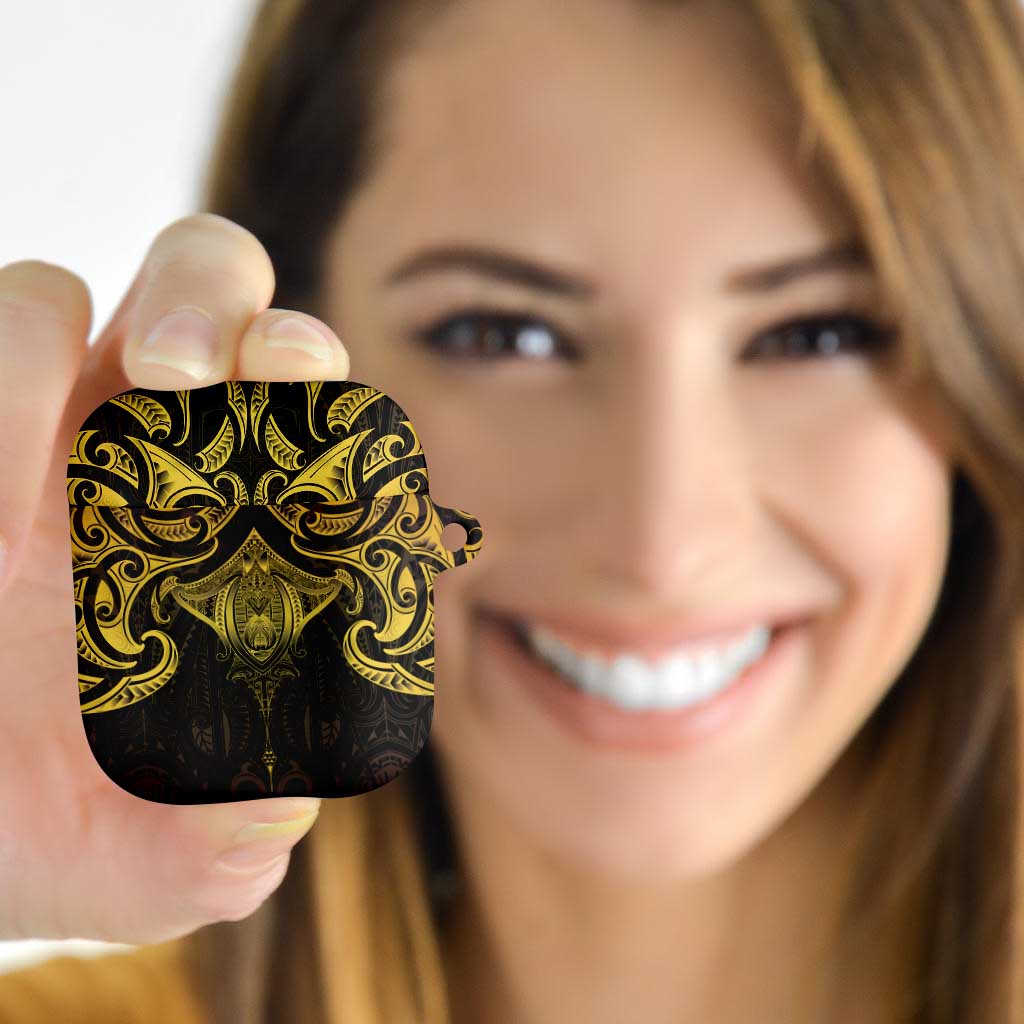 New Zealand Aotearoa AirPods Case Maori Manta Ray Moko Gold - Polynesian Pride