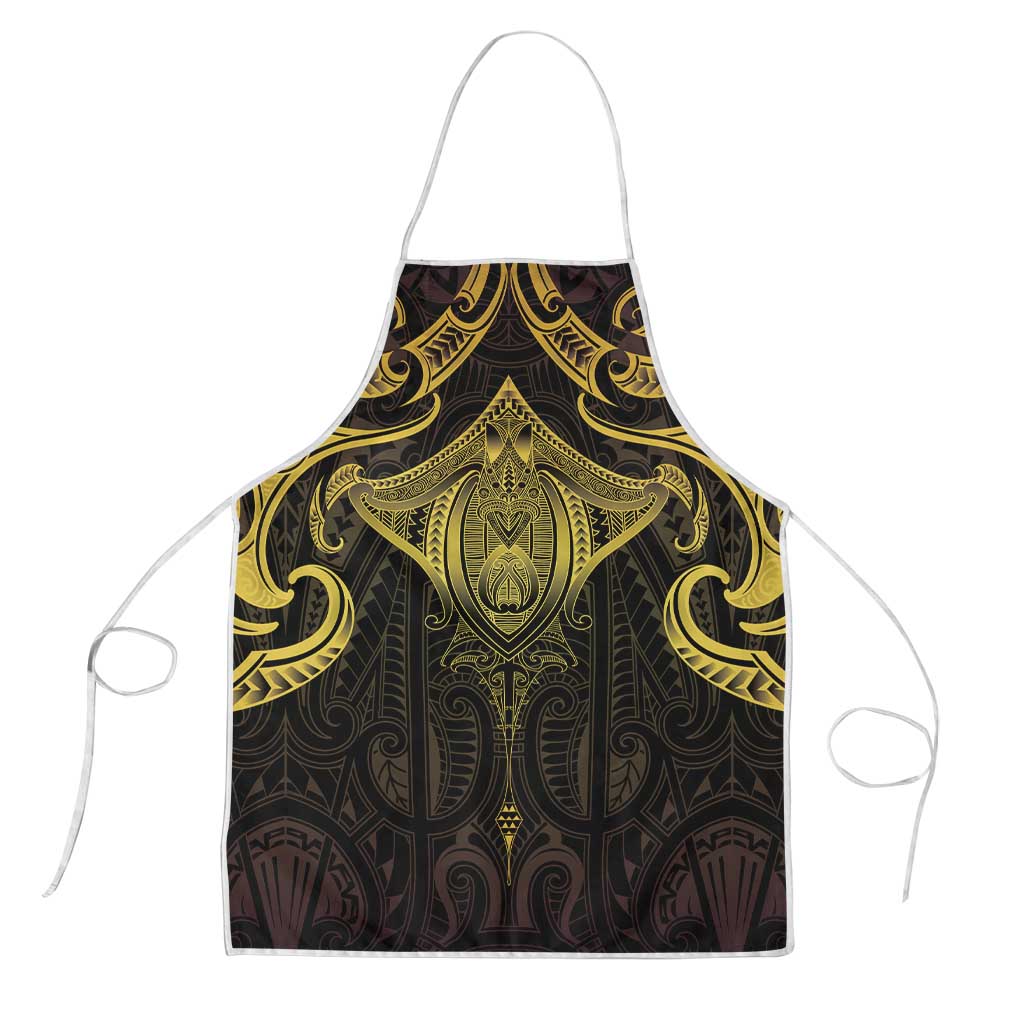 New Zealand Aotearoa Apron Maori Manta Ray Moko Gold - Polynesian Pride