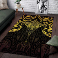 New Zealand Aotearoa Area Rug Maori Manta Ray Moko Gold - Polynesian Pride