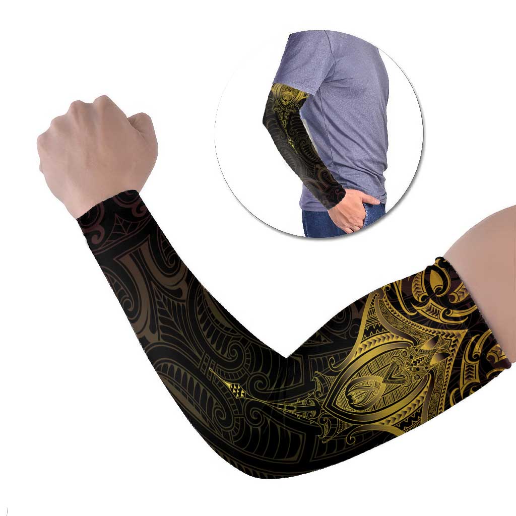 New Zealand Aotearoa Arm Sleeves Maori Manta Ray Moko Gold - Polynesian Pride