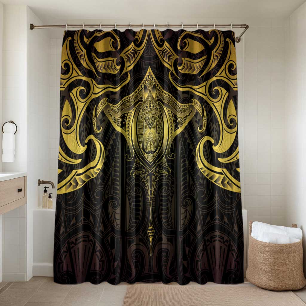 New Zealand Aotearoa Bathroom Set Maori Manta Ray Moko Gold - Polynesian Pride