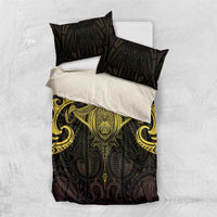 New Zealand Aotearoa Bedding Set Maori Manta Ray Moko Gold - Polynesian Pride