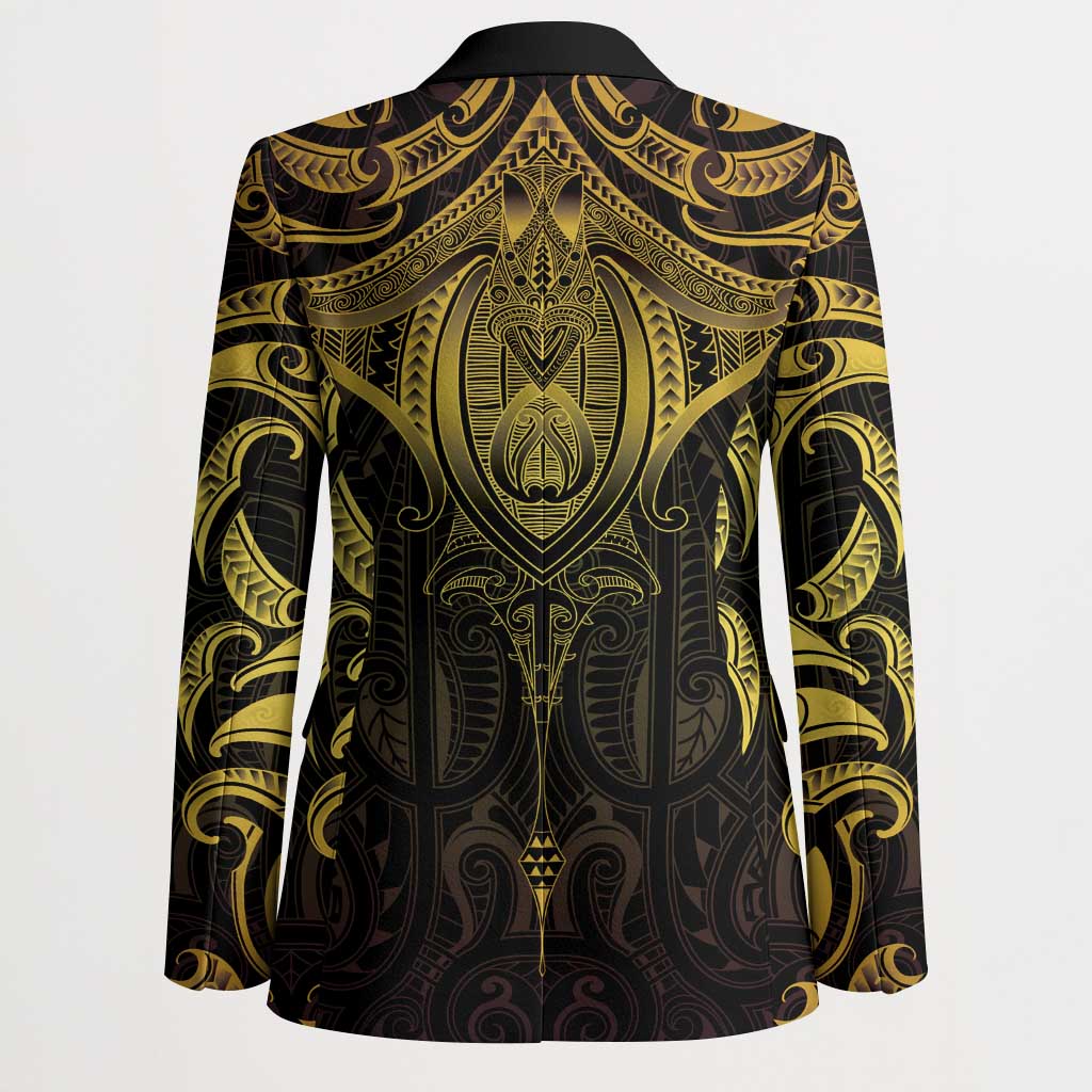 New Zealand Aotearoa Blazer Maori Manta Ray Moko Gold - Polynesian Pride