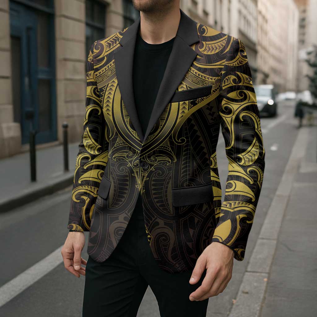 New Zealand Aotearoa Blazer Maori Manta Ray Moko Gold - Polynesian Pride