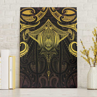 New Zealand Aotearoa Canvas Wall Art Maori Manta Ray Moko Gold - Polynesian Pride