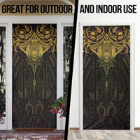 New Zealand Aotearoa Door Cover Maori Manta Ray Moko Gold - Polynesian Pride