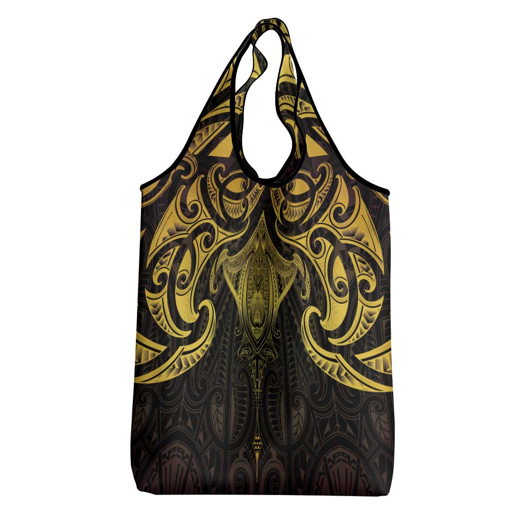 New Zealand Aotearoa Grocery Bag Maori Manta Ray Moko Gold - Polynesian Pride