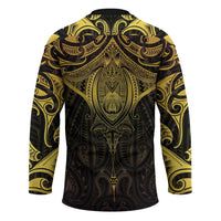 New Zealand Aotearoa Hockey Jersey Maori Manta Ray Moko Gold - Polynesian Pride