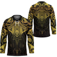 New Zealand Aotearoa Hockey Jersey Maori Manta Ray Moko Gold - Polynesian Pride