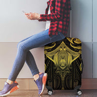 New Zealand Aotearoa Luggage Cover Maori Manta Ray Moko Gold - Polynesian Pride