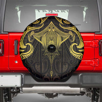 New Zealand Aotearoa Spare Tire Cover Maori Manta Ray Moko Gold - Polynesian Pride