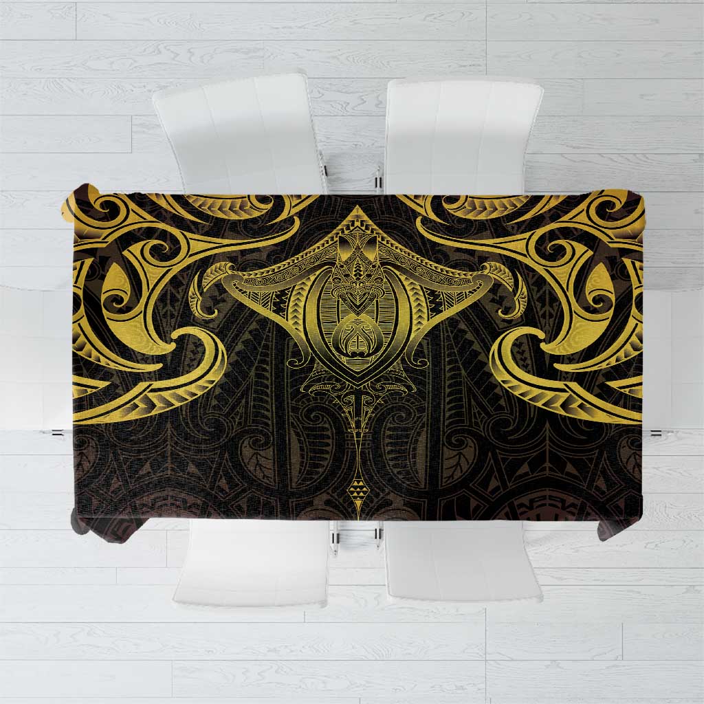 New Zealand Aotearoa Tablecloth Maori Manta Ray Moko Gold - Polynesian Pride
