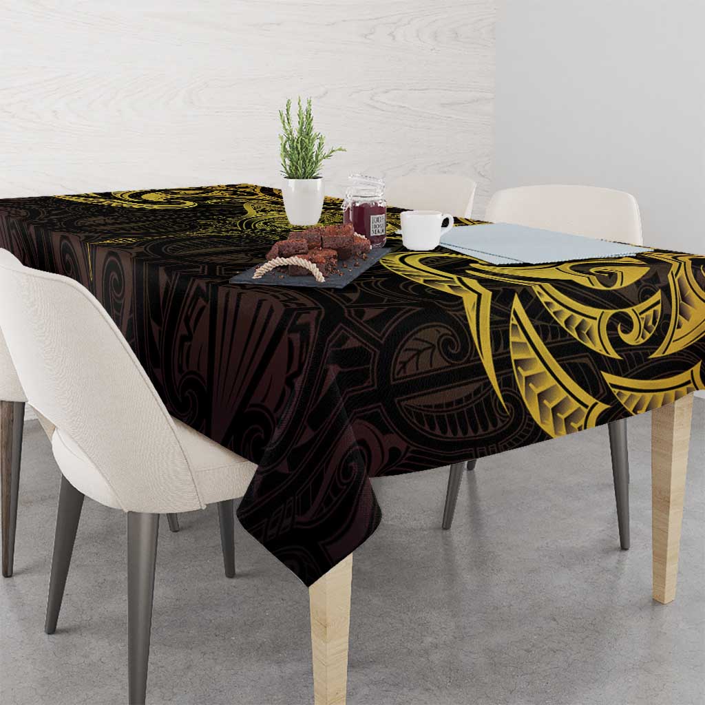 New Zealand Aotearoa Tablecloth Maori Manta Ray Moko Gold - Polynesian Pride