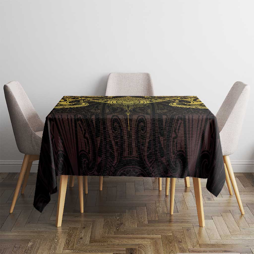 New Zealand Aotearoa Tablecloth Maori Manta Ray Moko Gold - Polynesian Pride