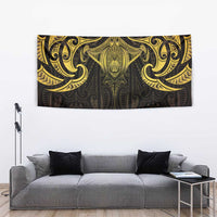 New Zealand Aotearoa Tapestry Maori Manta Ray Moko Gold - Polynesian Pride
