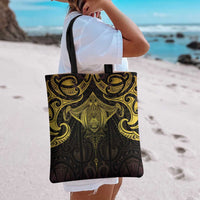 New Zealand Aotearoa Tote Bag Maori Manta Ray Moko Gold - Polynesian Pride
