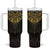 New Zealand Aotearoa Tumbler With Handle Maori Manta Ray Moko Gold - Polynesian Pride