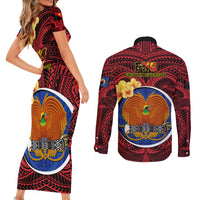 Papua New Guinea Gulf Province Couples Matching Short Sleeve Bodycon Dress and Long Sleeve Button Shirts Mix Coat Of Arms Polynesian Pattern LT05 - Polynesian Pride
