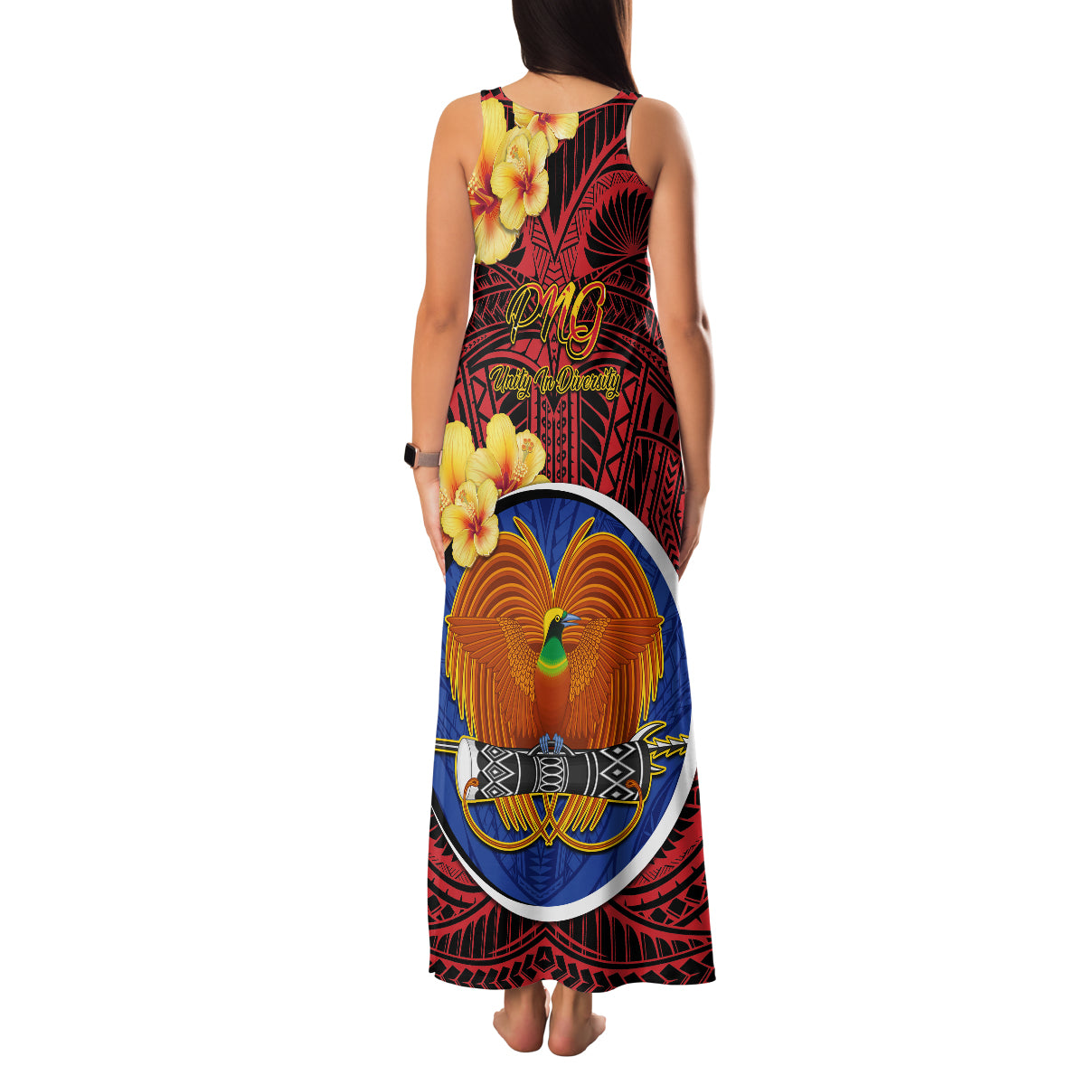 Papua New Guinea Gulf Province Family Matching Tank Maxi Dress and Hawaiian Shirt Mix Coat Of Arms Polynesian Pattern LT05 - Polynesian Pride