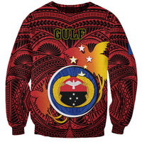 Papua New Guinea Gulf Province Sweatshirt Mix Coat Of Arms Polynesian Pattern LT05 Unisex Red - Polynesian Pride