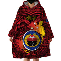 Papua New Guinea Gulf Province Wearable Blanket Hoodie Mix Coat Of Arms Polynesian Pattern LT05 - Polynesian Pride