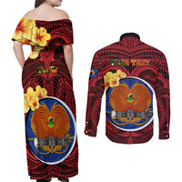 Personalized Papua New Guinea Gulf Province Couples Matching Off Shoulder Maxi Dress and Long Sleeve Button Shirts Mix Coat Of Arms Polynesian Pattern LT05 - Polynesian Pride