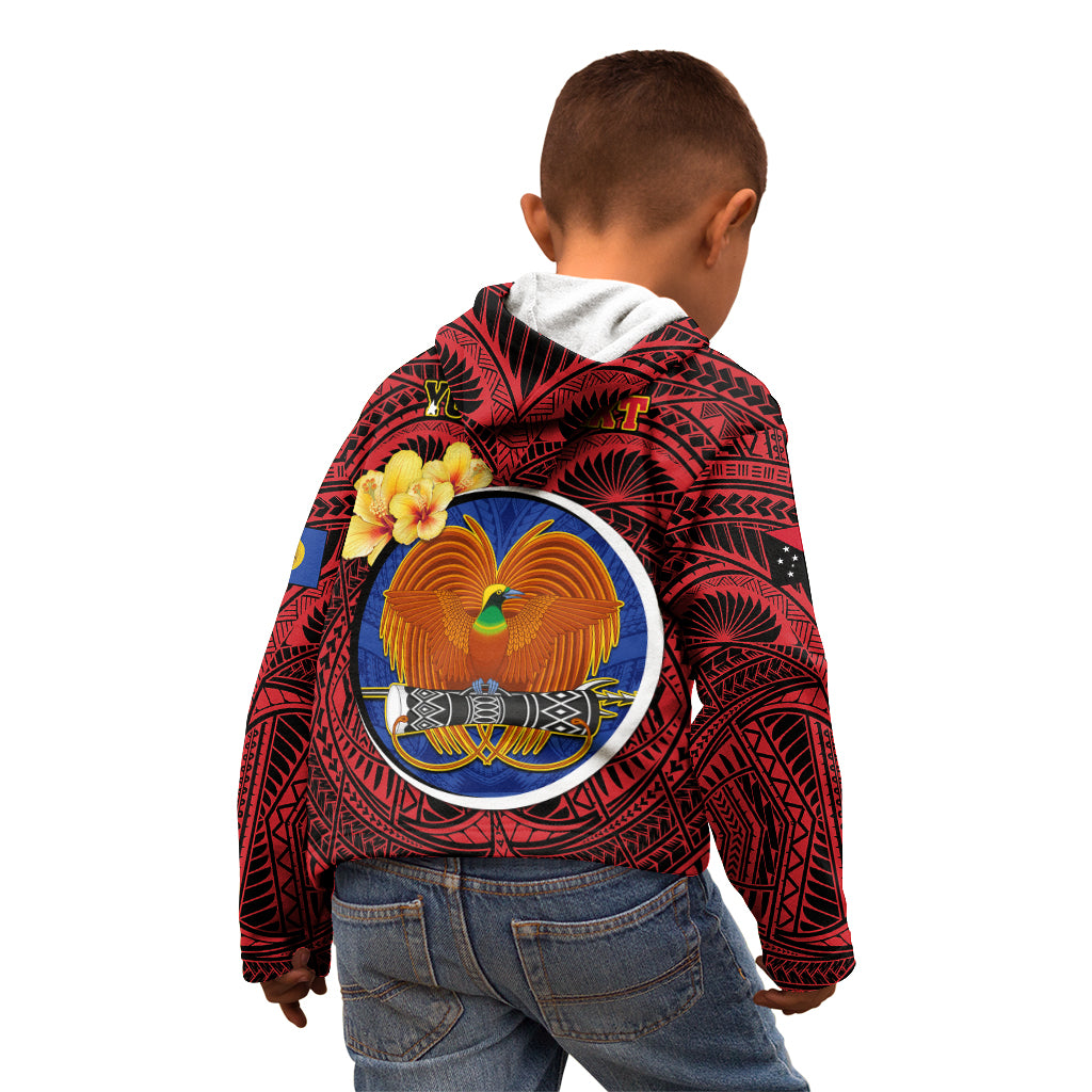Personalized Papua New Guinea Gulf Province Kid Hoodie Mix Coat Of Arms Polynesian Pattern LT05 - Polynesian Pride