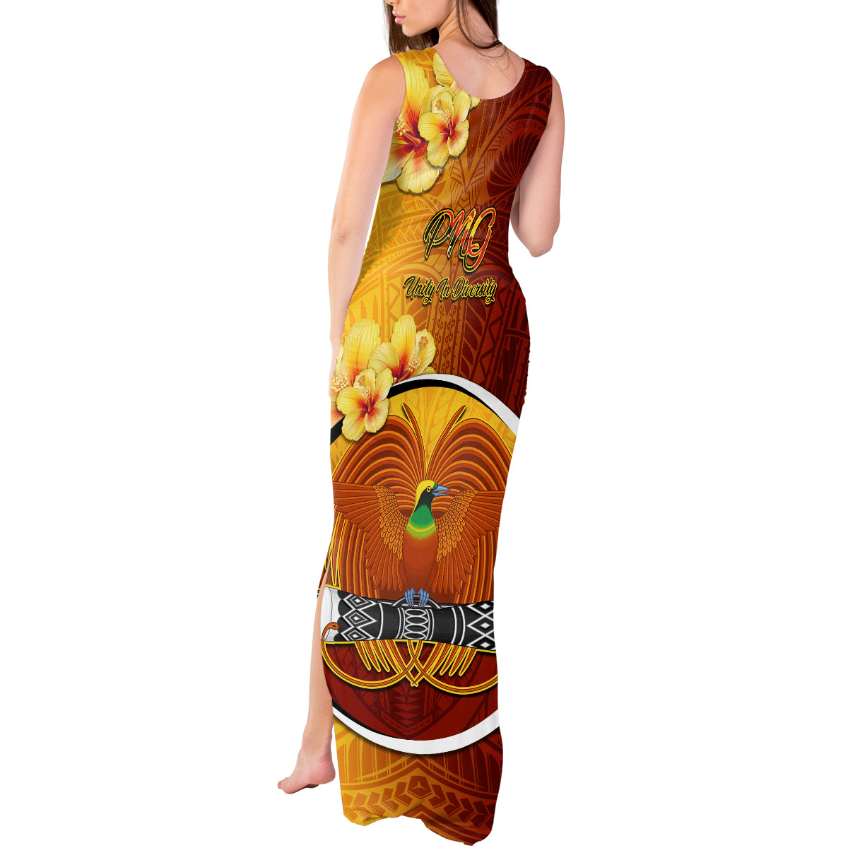 Papua New Guinea Western Province Tank Maxi Dress Mix Coat Of Arms Polynesian Pattern LT05 - Polynesian Pride