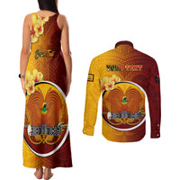 Personalized Papua New Guinea Western Province Couples Matching Tank Maxi Dress and Long Sleeve Button Shirts Mix Coat Of Arms Polynesian Pattern LT05 - Polynesian Pride