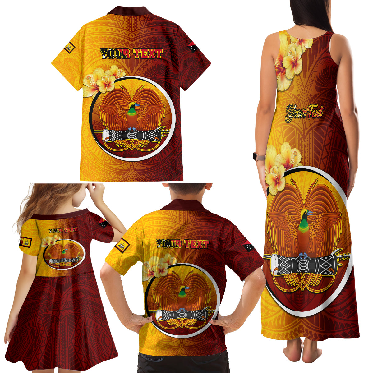 Personalized Papua New Guinea Western Province Family Matching Tank Maxi Dress and Hawaiian Shirt Mix Coat Of Arms Polynesian Pattern LT05 - Polynesian Pride