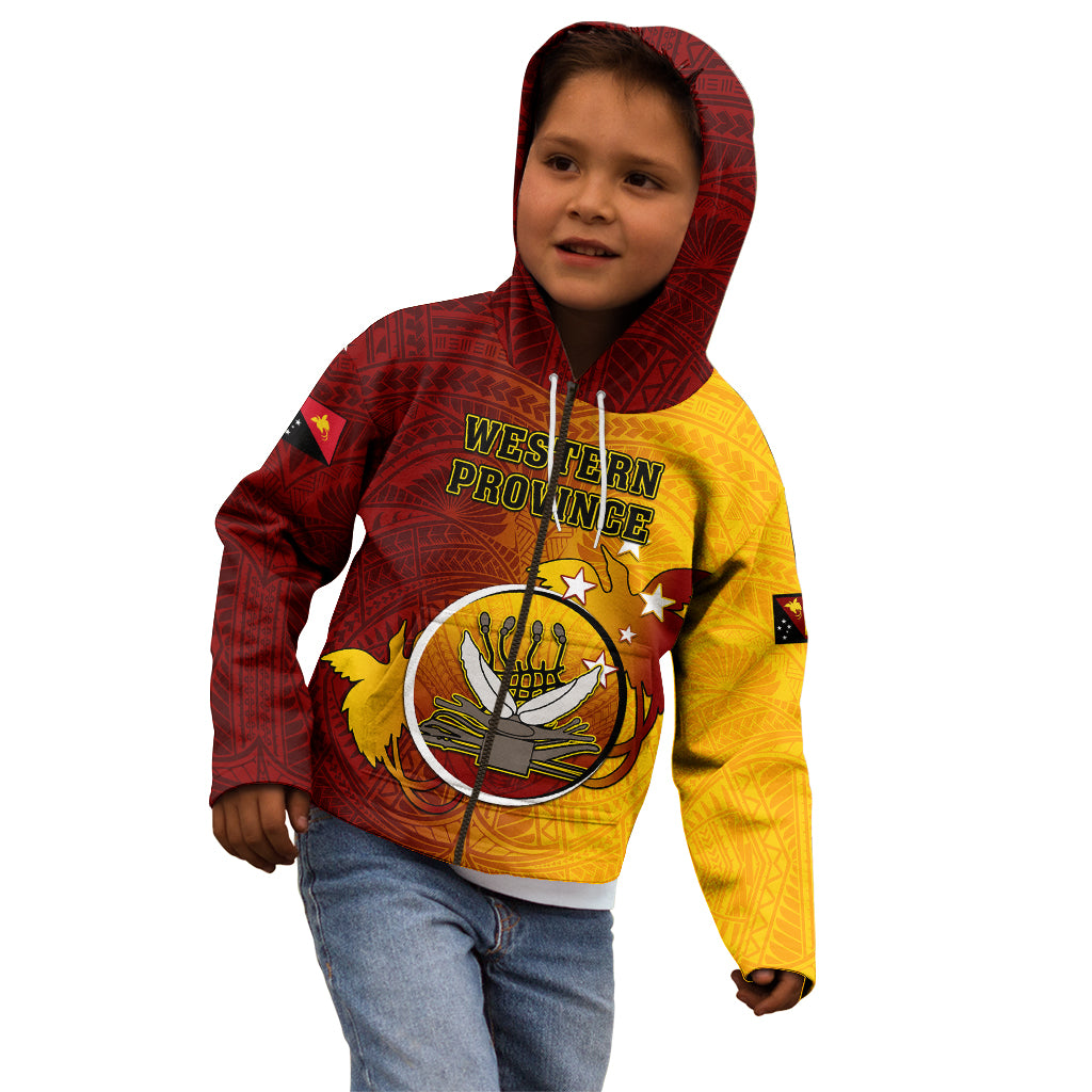 Personalized Papua New Guinea Western Province Kid Hoodie Mix Coat Of Arms Polynesian Pattern LT05 - Polynesian Pride