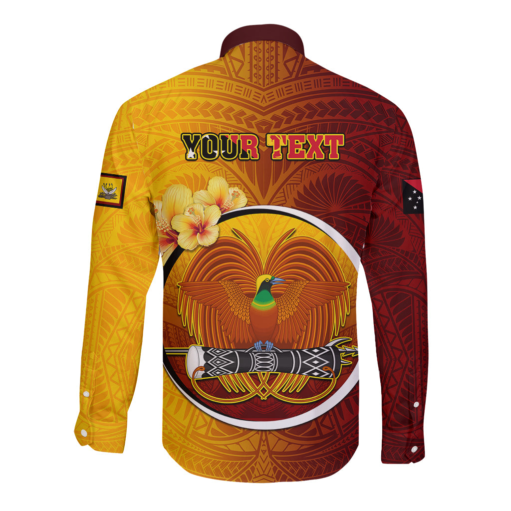 Personalized Papua New Guinea Western Province Long Sleeve Button Shirt Mix Coat Of Arms Polynesian Pattern LT05 - Polynesian Pride