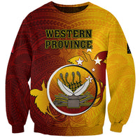 Personalized Papua New Guinea Western Province Sweatshirt Mix Coat Of Arms Polynesian Pattern LT05 Unisex Red - Polynesian Pride
