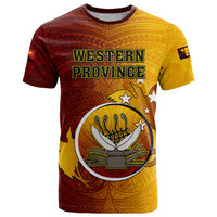 Personalized Papua New Guinea Western Province T Shirt Mix Coat Of Arms Polynesian Pattern LT05 Red - Polynesian Pride