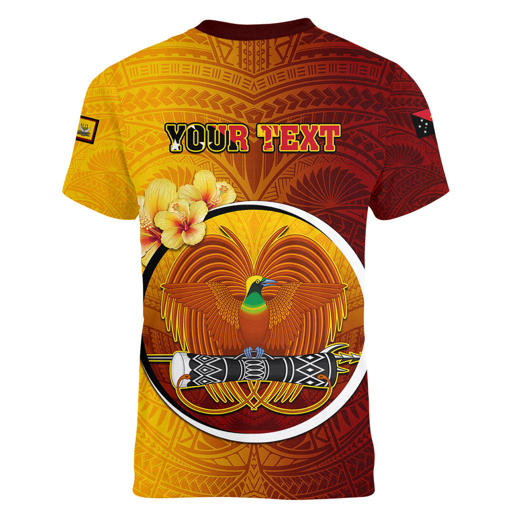 Personalized Papua New Guinea Western Province Women V Neck T Shirt Mix Coat Of Arms Polynesian Pattern LT05 - Polynesian Pride