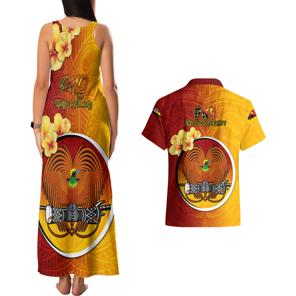 Papua New Guinea Madang Province Couples Matching Tank Maxi Dress and Hawaiian Shirt Mix Coat Of Arms Polynesian Pattern LT05 - Polynesian Pride