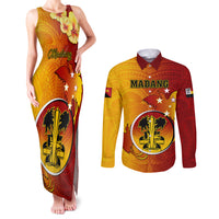 Papua New Guinea Madang Province Couples Matching Tank Maxi Dress and Long Sleeve Button Shirts Mix Coat Of Arms Polynesian Pattern LT05 Yellow - Polynesian Pride