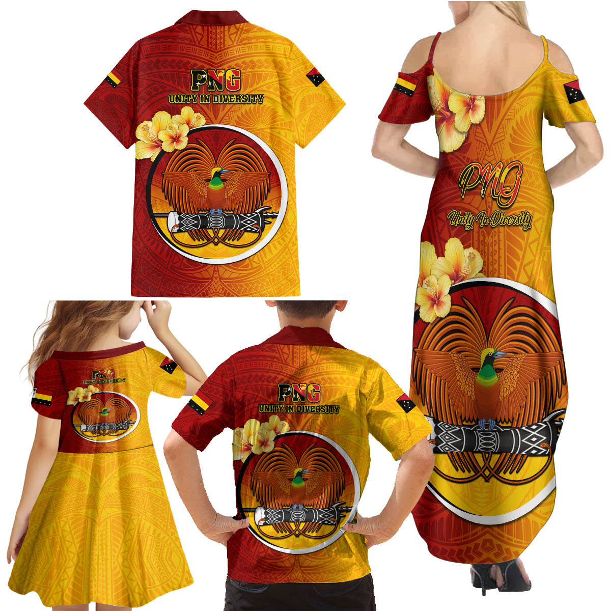 Papua New Guinea Madang Province Family Matching Summer Maxi Dress and Hawaiian Shirt Mix Coat Of Arms Polynesian Pattern LT05 - Polynesian Pride