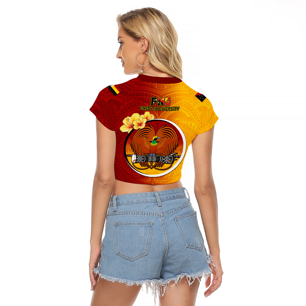 Papua New Guinea Madang Province Raglan Cropped T Shirt Mix Coat Of Arms Polynesian Pattern LT05 - Polynesian Pride