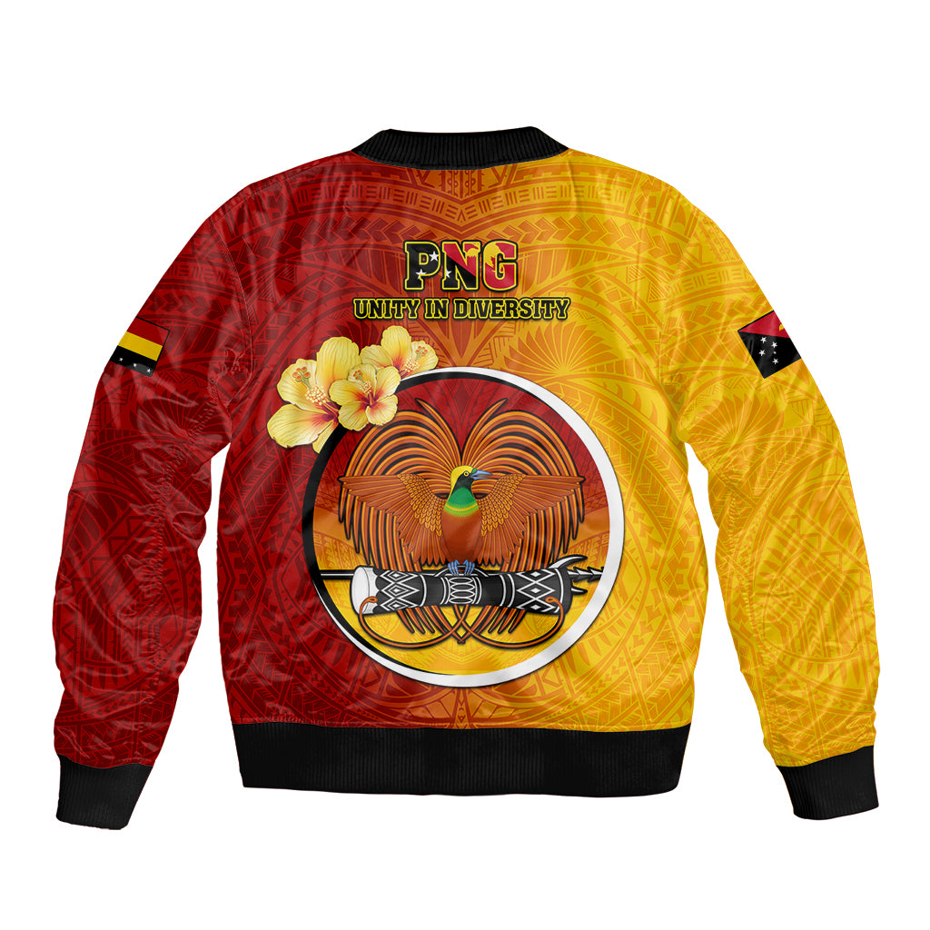 Papua New Guinea Madang Province Sleeve Zip Bomber Jacket Mix Coat Of Arms Polynesian Pattern LT05 - Polynesian Pride